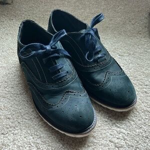 Boys Classic Brogue wing Nubuck Shoes - Navy Blue